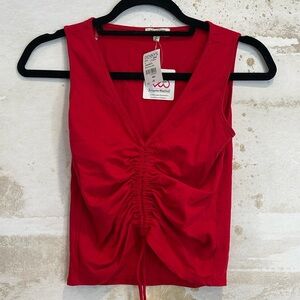 Red Cropped Cinched Tank Top (nwt)